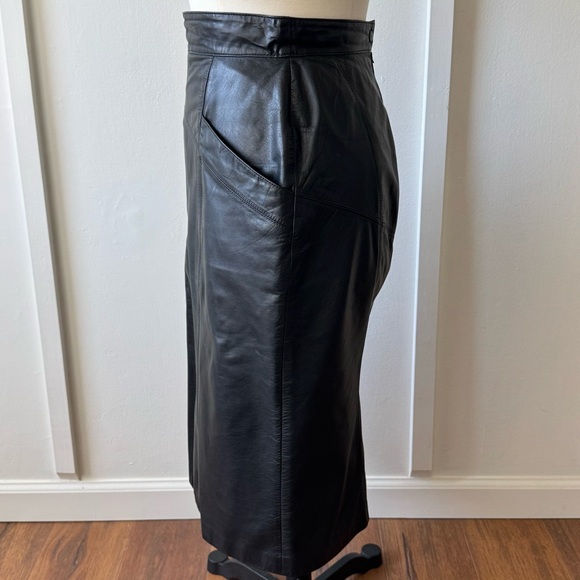 Vintage Toffs 100% Genuine Leather Black High-Waist Pencil Skirt - Size‎ 8 - Picture 6 of 14